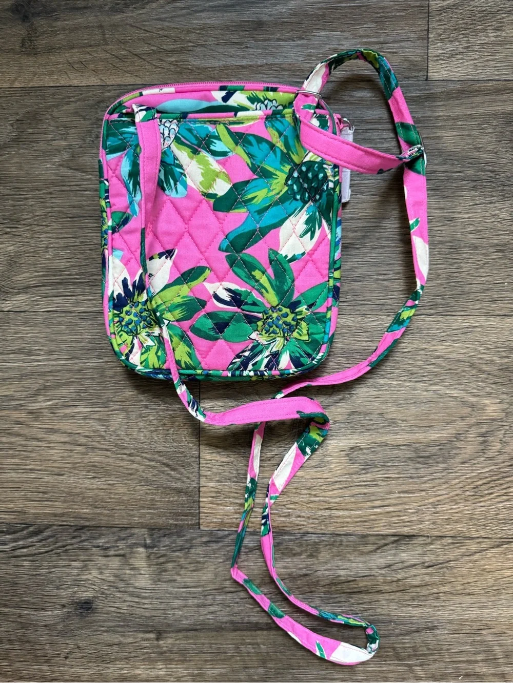 Vera Bradley Mini Hipster Crossbody Tropical Paradise Pink Green New